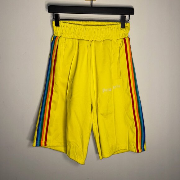 Palm Angels Rainbow Logo-Print Track Shorts - Picture 1 of 8